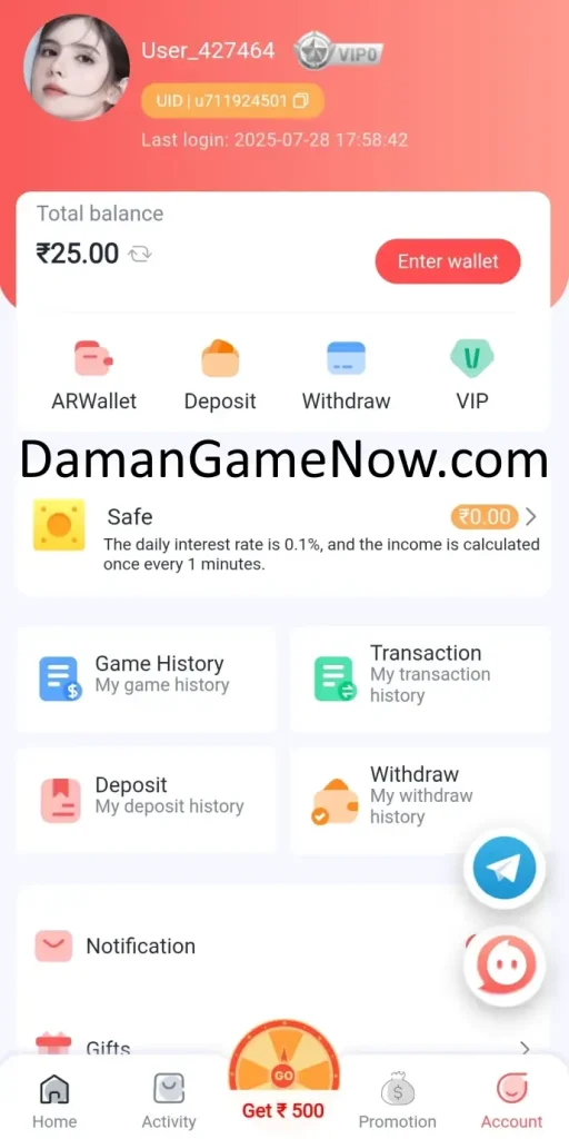 Daman-game-login