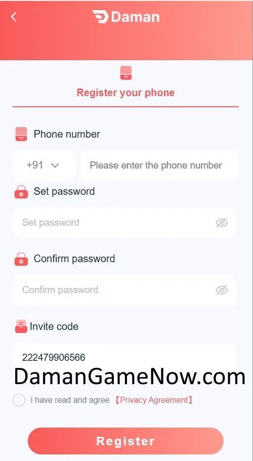 Daman-game-register